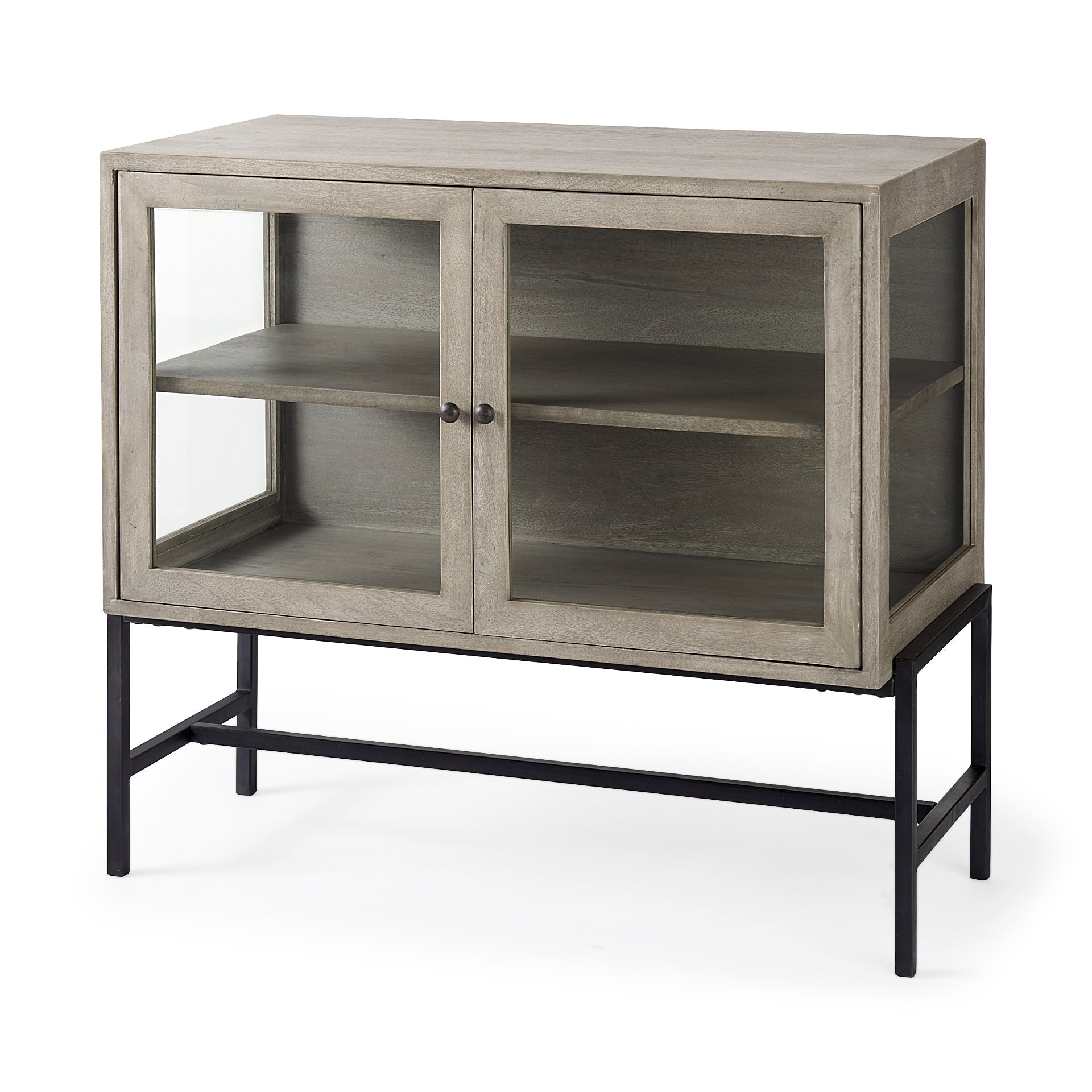 Mercana Arelius 36" x 22" x 27" Glass,Solid Wood,Steel Accent Cabinet