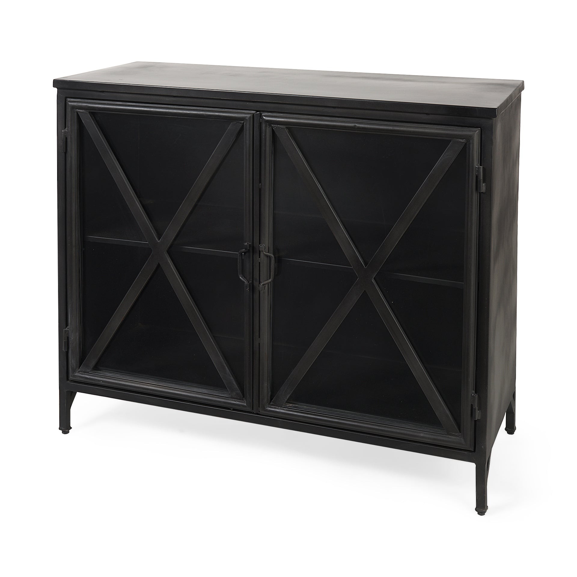 Mercana Poppy 40.3" x 16" x 33" Glass,Iron Accent Cabinet