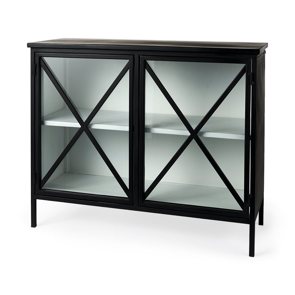 Mercana Aurelia 40.5" x 16" x 33" Glass,Iron Accent Cabinet