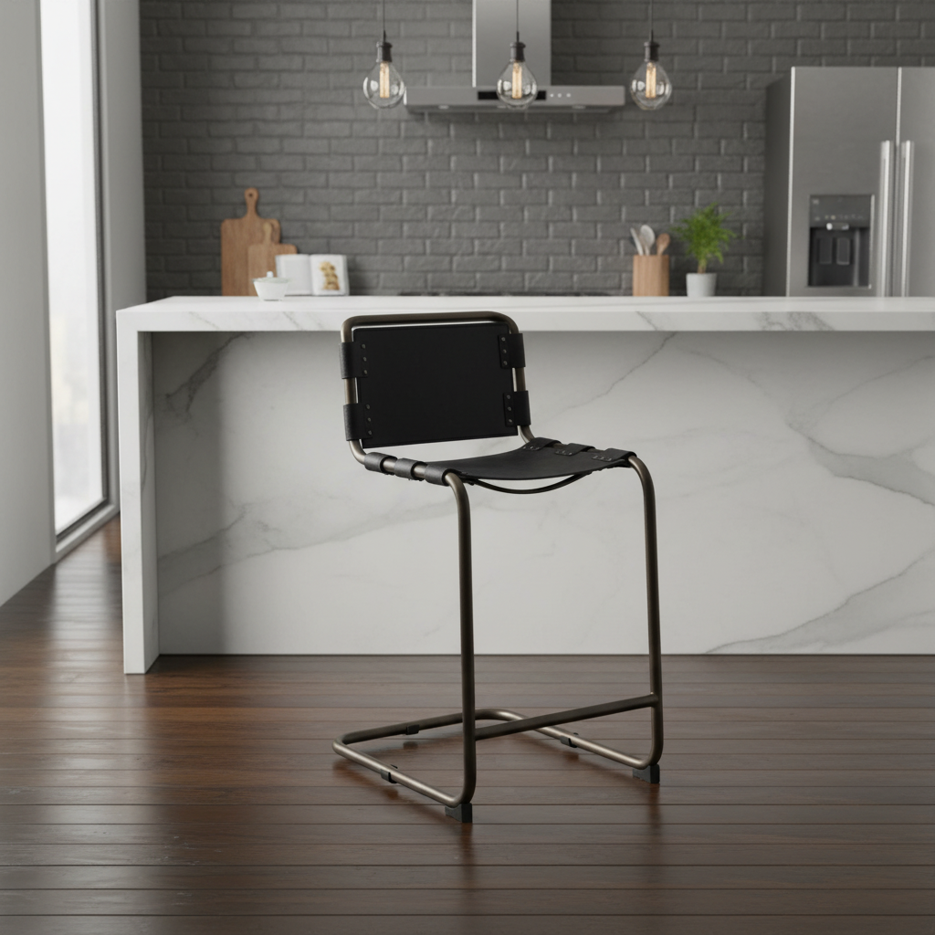 Mercana Berbick 20.5" x 24.8" x 39" Leather Stool