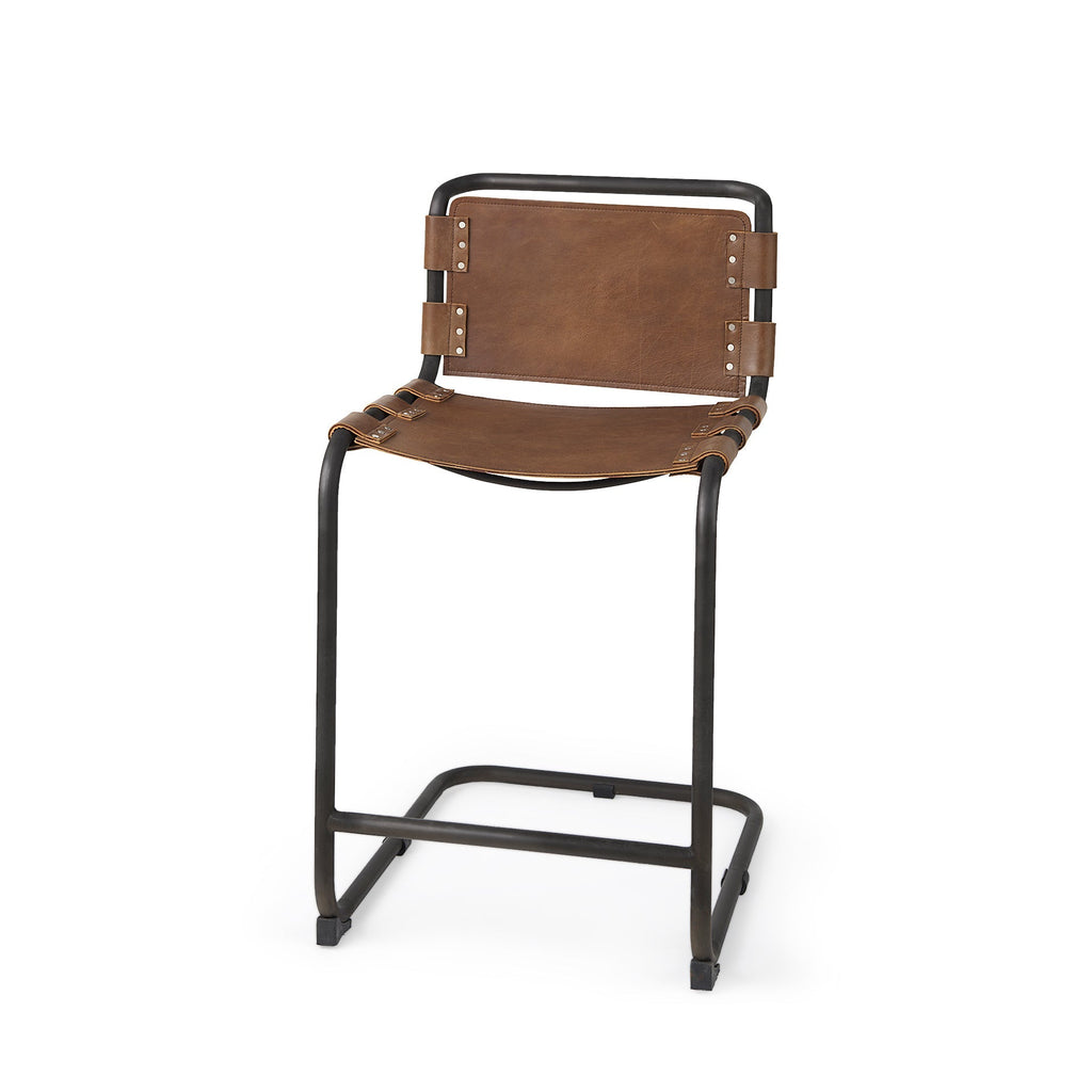Mercana Berbick 20.5" x 24.8" x 39" Leather Stool