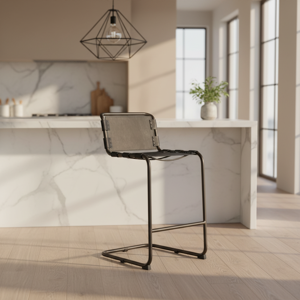 Mercana Berbick 20.5" x 24.8" x 43" Leather Stool