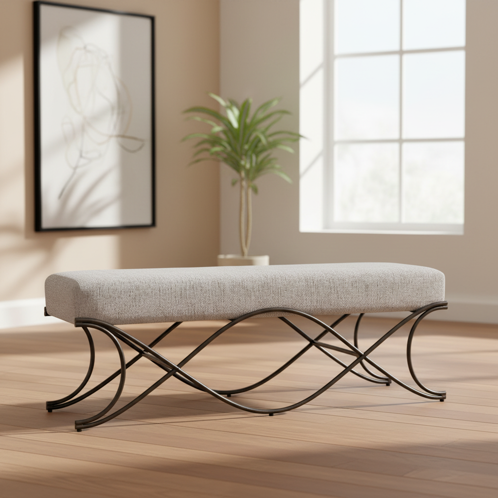 Mercana Ayla 55" x 17.6" x 18" Metal Bench
