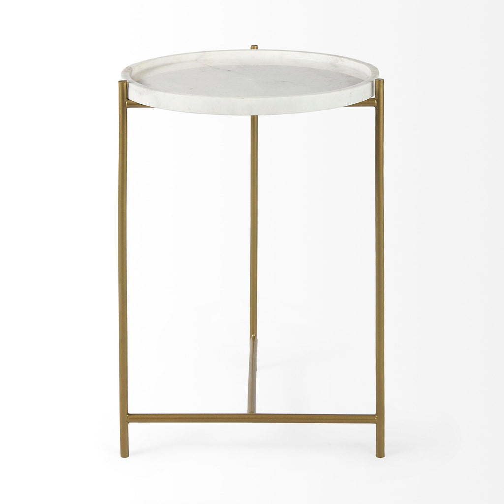 Mercana Stella 16.5" x 16.5" x 23" Marble Side Table