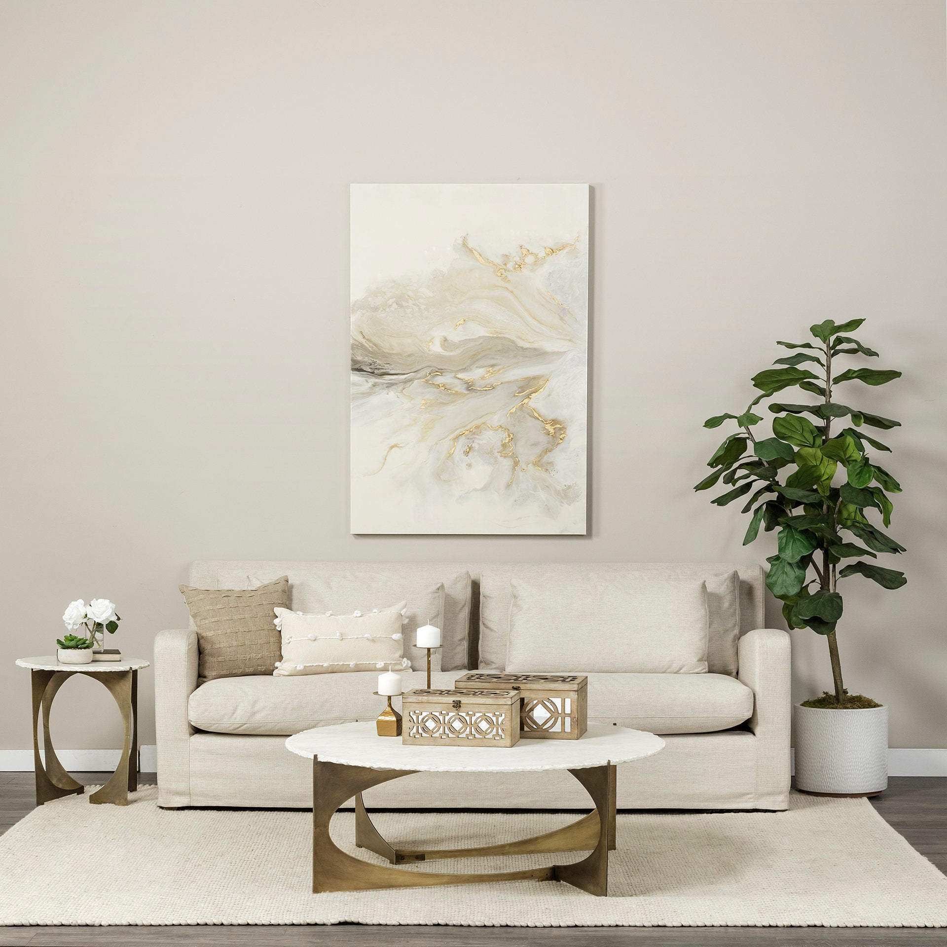 Mercana Reinhold 49" x 49" x 17" Stone Coffee Table