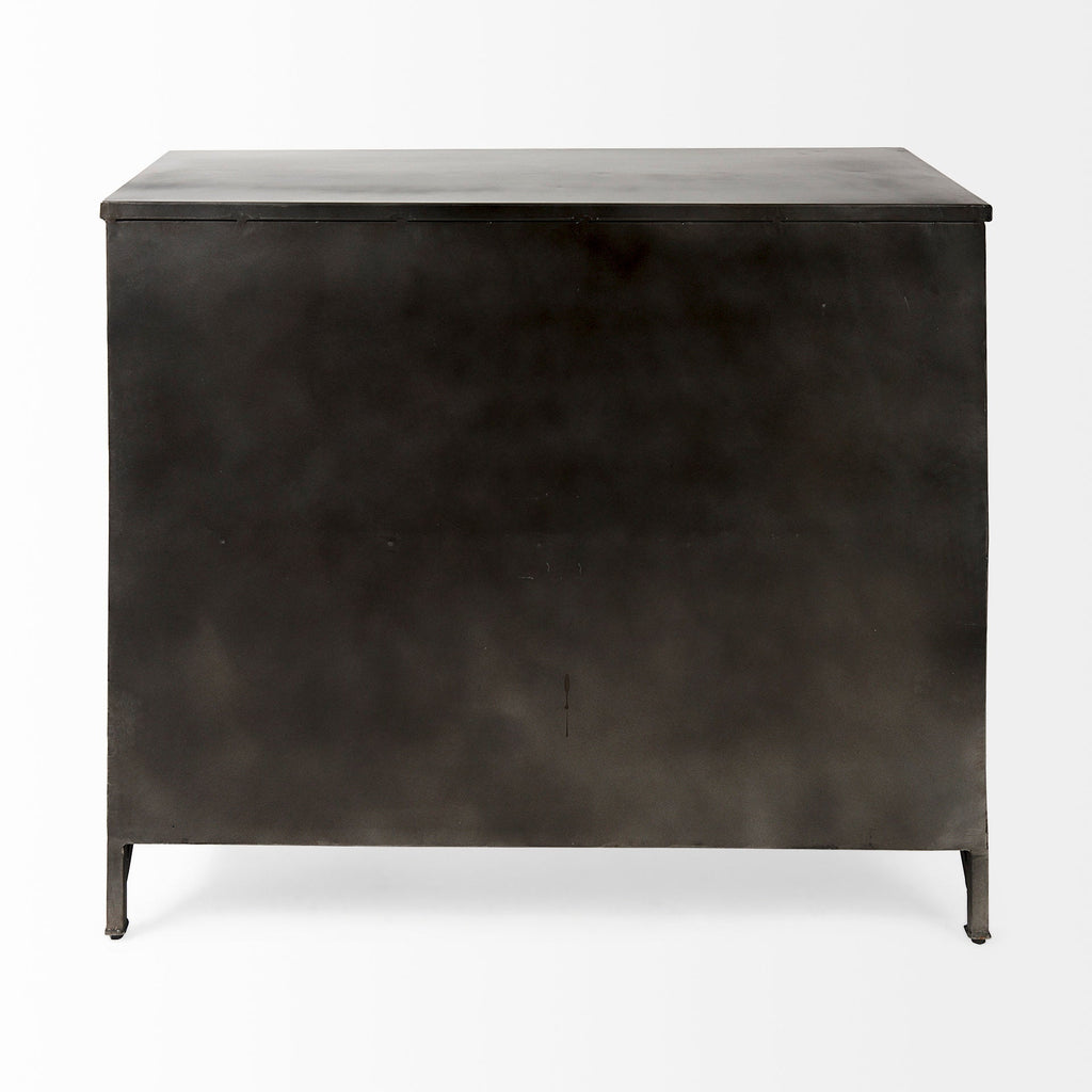 Mercana Poppy 40.3" x 16" x 33" Glass,Iron Accent Cabinet