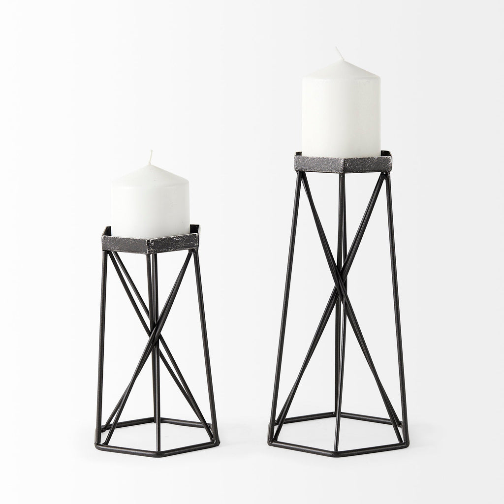 Mercana Sixx 6.1" x 5.3" x 11" Metal Candle Holder