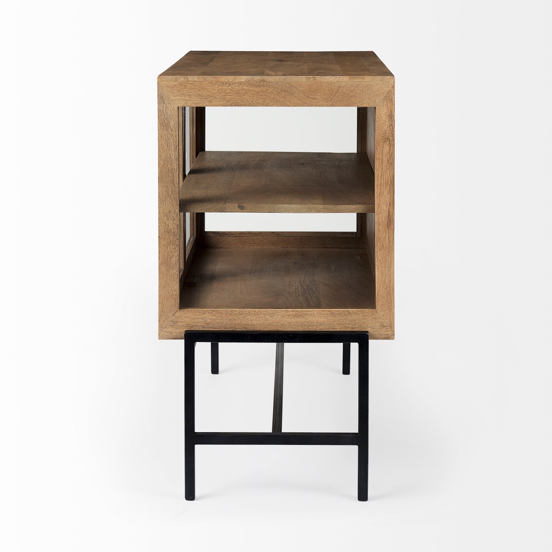 Mercana Arelius 36" x 18.8" x 32" Glass,Iron,Solid Wood Accent Cabinet