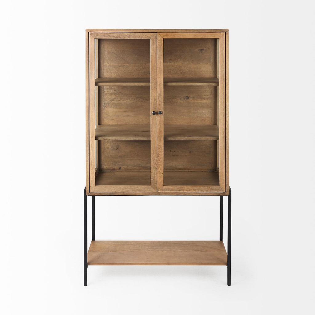 Mercana Arelius 36" x 18.8" x 63" Solid Wood Display Cabinet