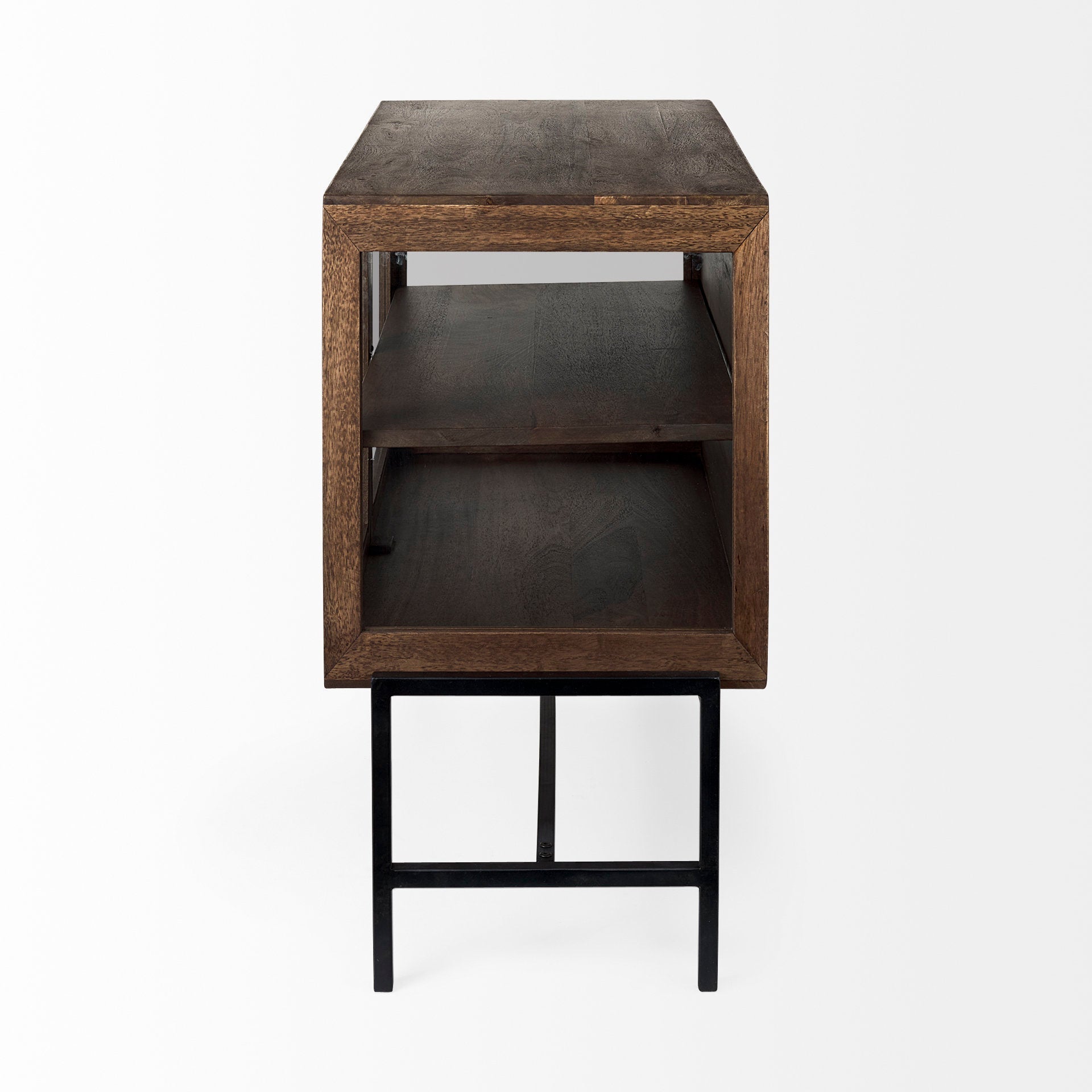 Mercana Arelius 36" x 18.8" x 32" Glass,Iron,Solid Wood Accent Cabinet