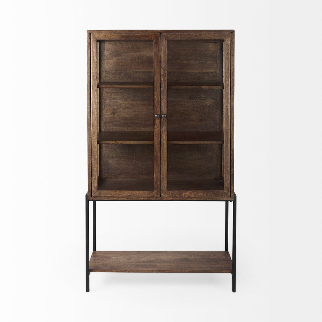 Mercana Arelius 36" x 18.5" x 63" Solid Wood Display Cabinet