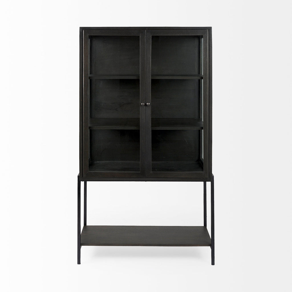 Mercana Arelius 36" x 18.8" x 63" Solid Wood Display Cabinet