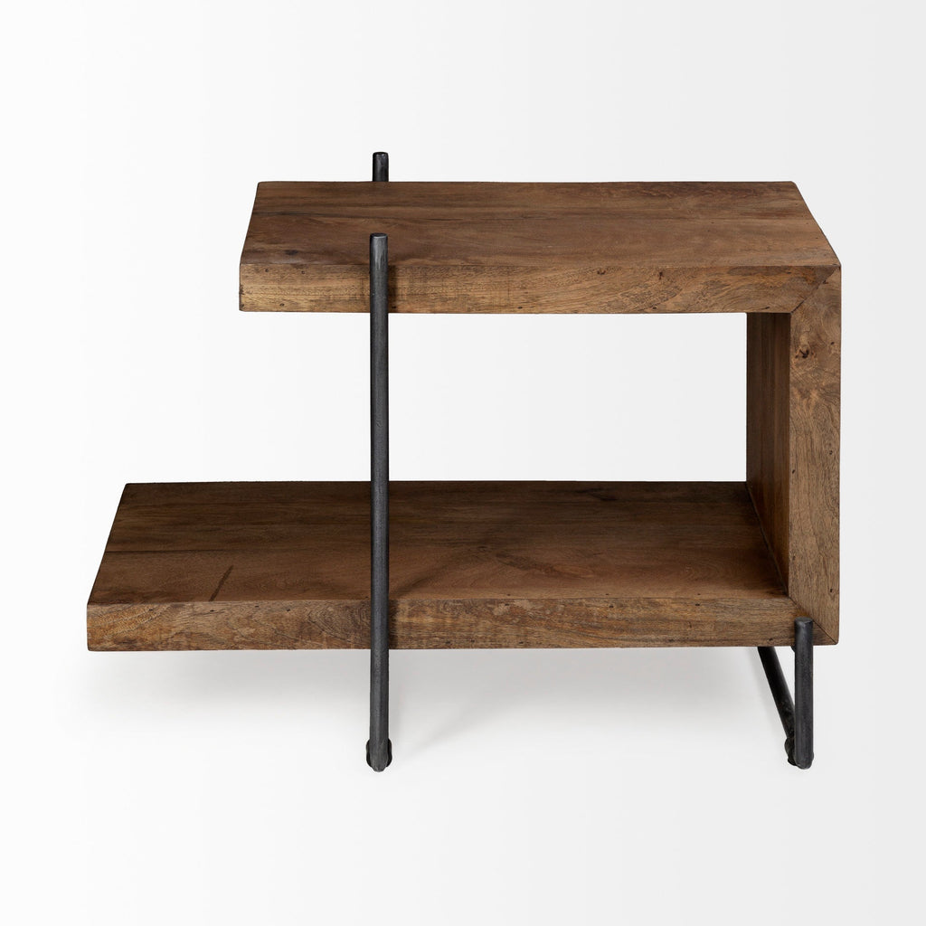 Mercana Maddox 30" x 17.5" x 22.5" Solid Wood Side Table