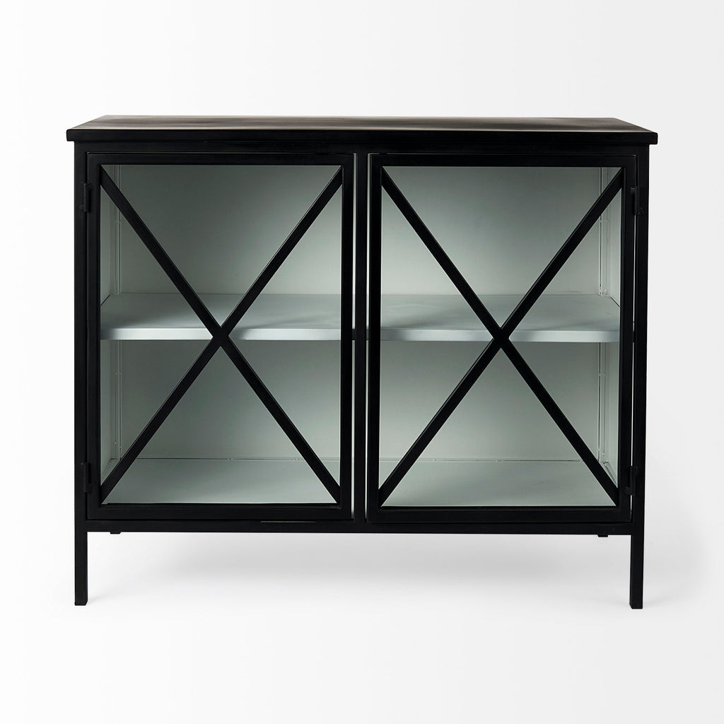Mercana Aurelia 40.5" x 16" x 33" Glass,Iron Accent Cabinet