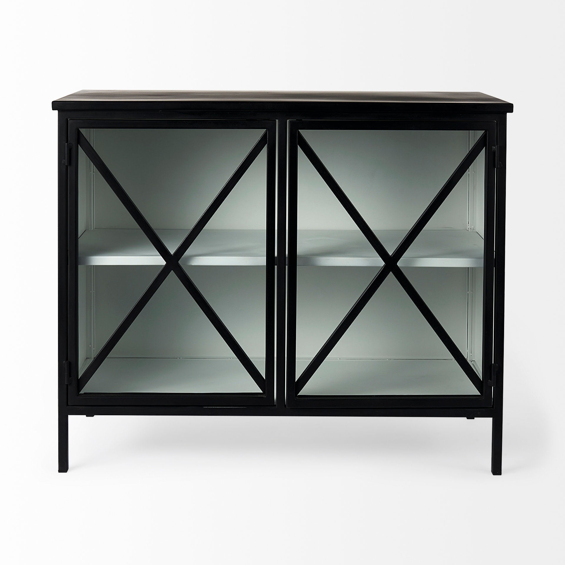 Mercana Aurelia 40.5" x 16" x 33" Glass,Iron Accent Cabinet