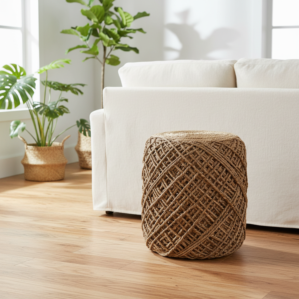 Mercana Allium 15.8" x 15.8" x 17.8" Jute Pouf