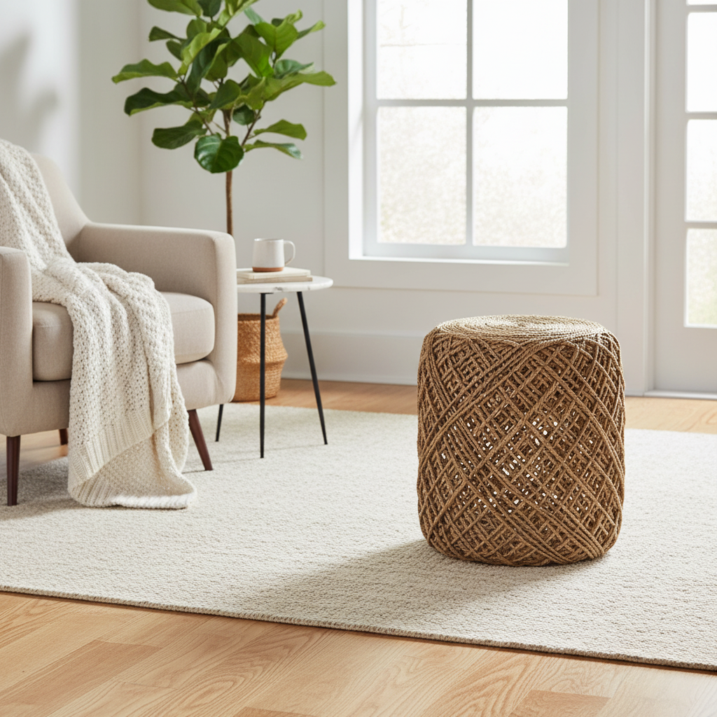 Mercana Allium 15.8" x 15.8" x 17.8" Jute Pouf