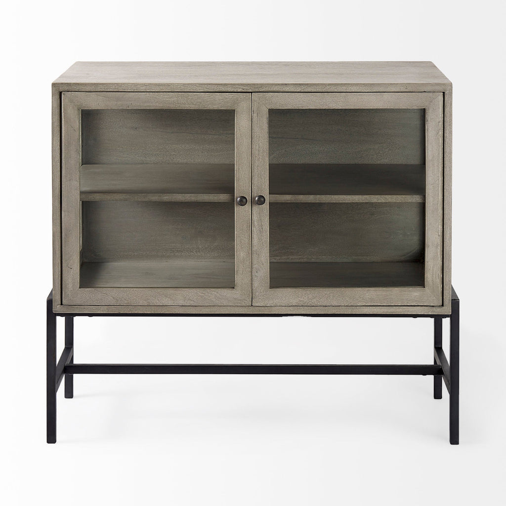 Mercana Arelius 36" x 22" x 27" Glass,Solid Wood,Steel Accent Cabinet