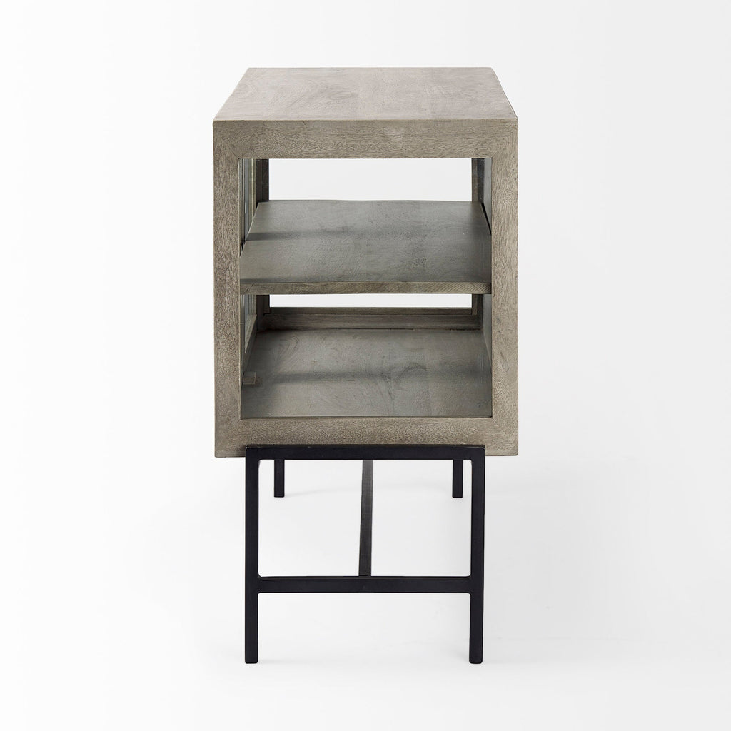 Mercana Arelius 36" x 22" x 27" Glass,Solid Wood,Steel Accent Cabinet