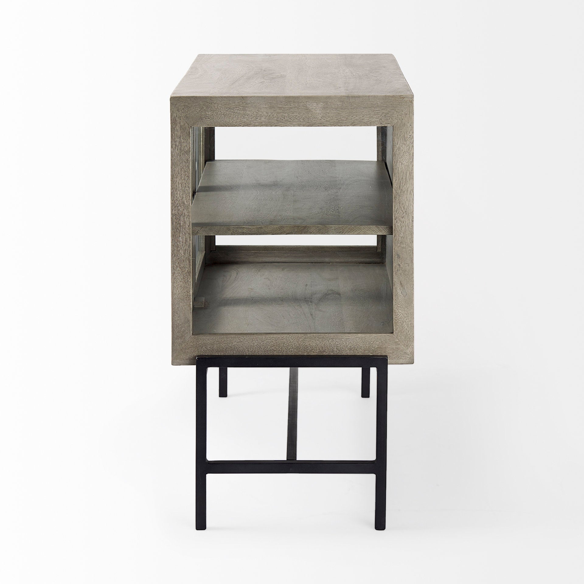 Mercana Arelius 36" x 22" x 27" Glass,Solid Wood,Steel Accent Cabinet