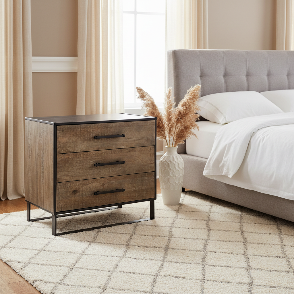 Mercana Alvin 34.5" x 21.5" x 30" Iron,Solid Wood Accent Cabinet