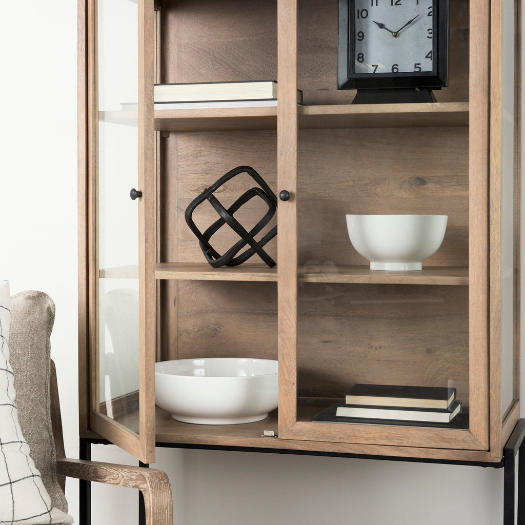 Mercana Arelius 36" x 18.8" x 63" Solid Wood Display Cabinet