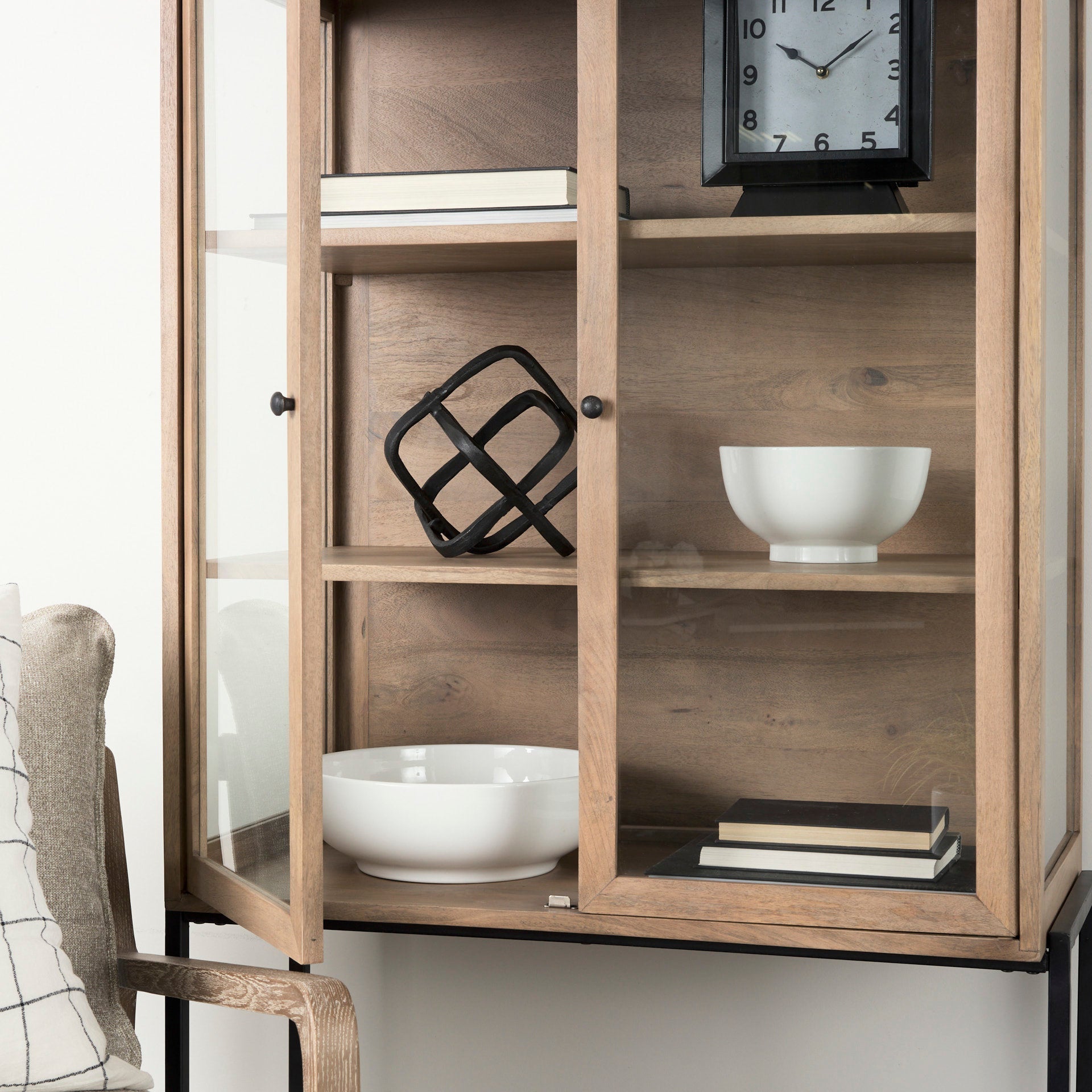 Mercana Arelius 36" x 18.8" x 63" Solid Wood Display Cabinet