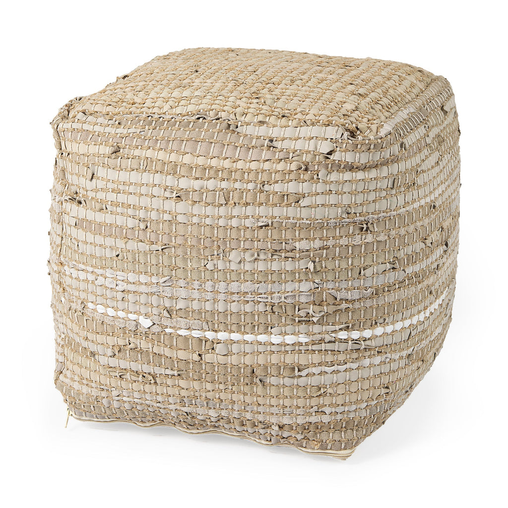Mercana Aalia 16" x 16" x 16" Leather Pouf