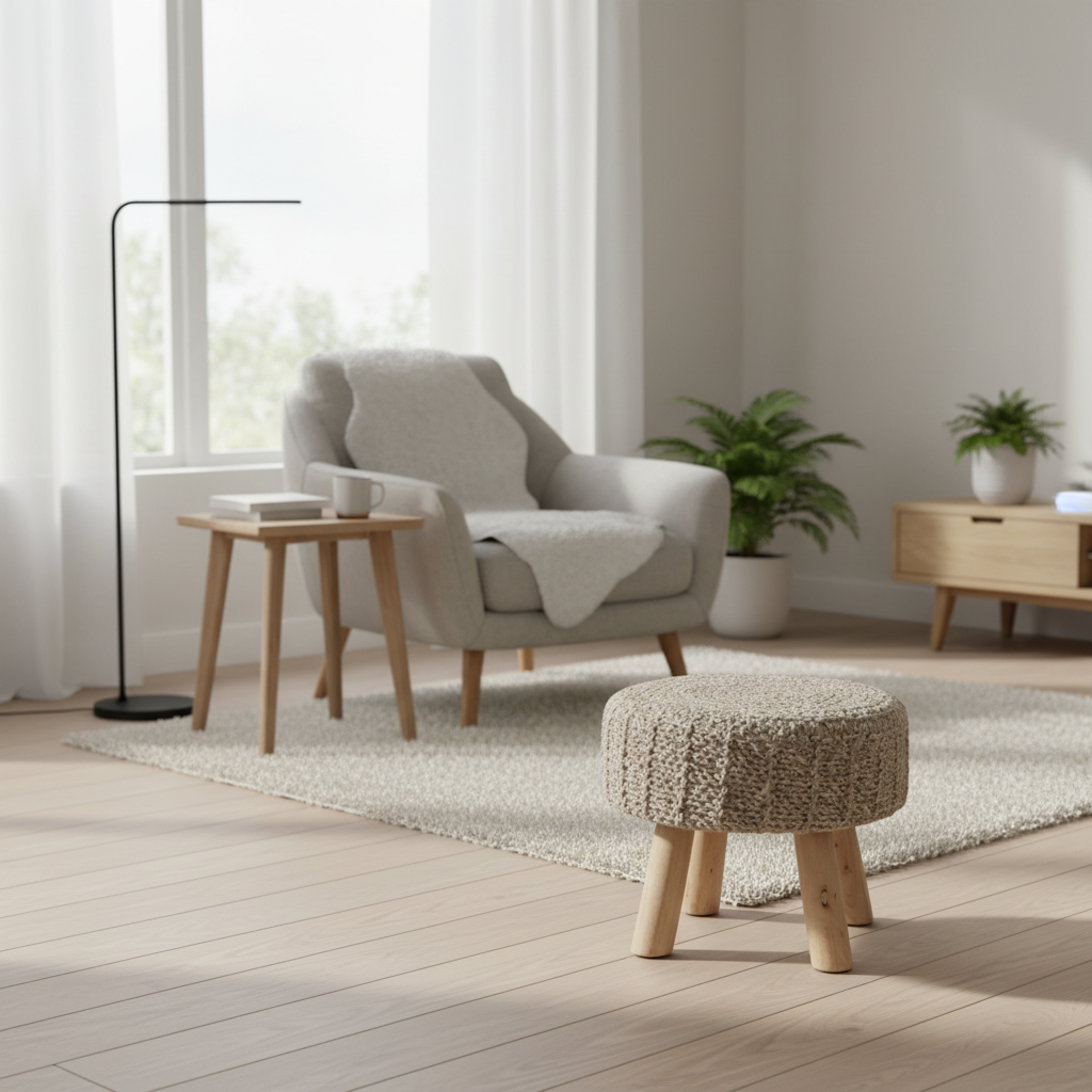 Mercana Bina 19" x 19" x 15" Wool Stool