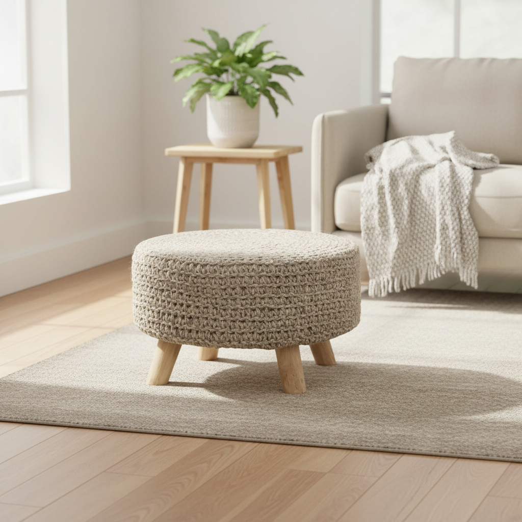 Mercana Bina 24" x 24" x 14" Wool Ottoman