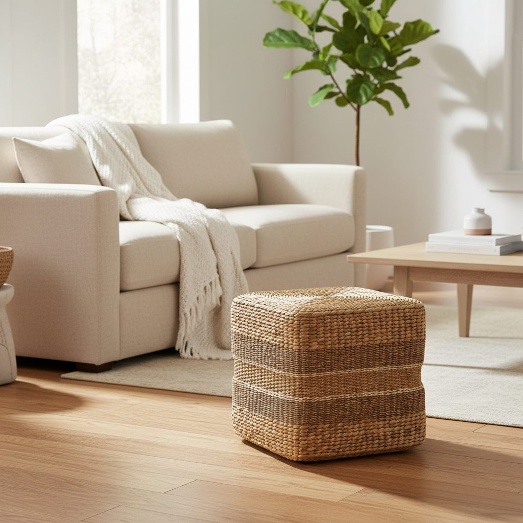 Mercana Maya 17.7" x 17.7" x 17.7" Seagrass Pouf - Square