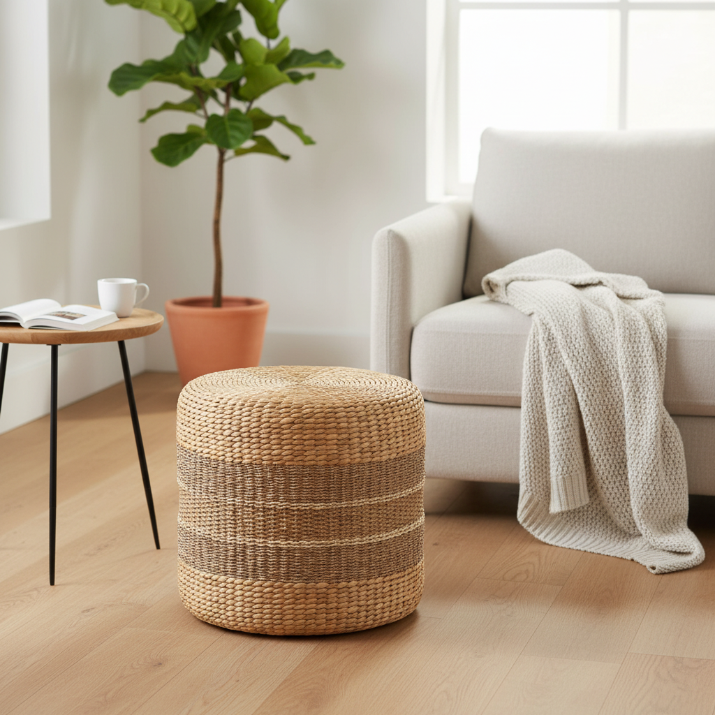 Mercana Maya 17.7" x 17.7" x 17.7" Seagrass Pouf - Round