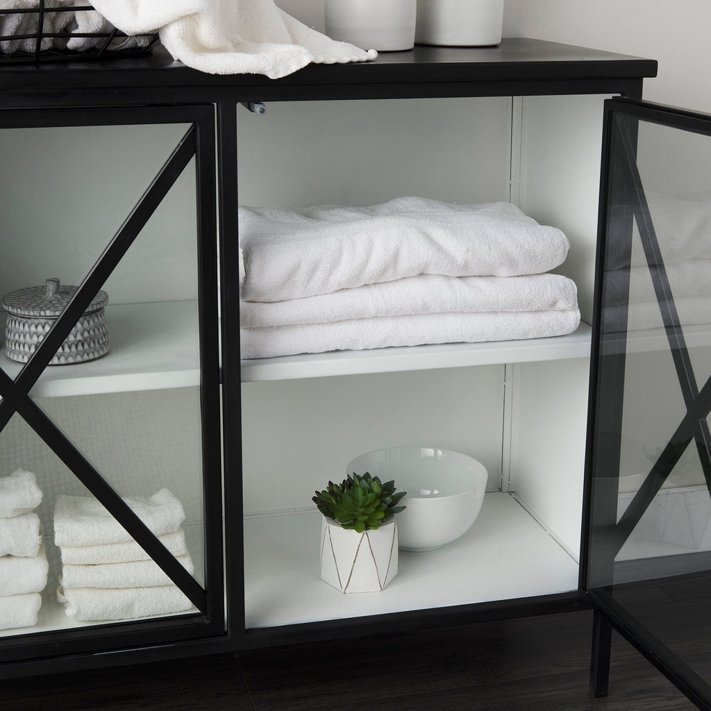 Mercana Aurelia 40.5" x 16" x 33" Glass,Iron Accent Cabinet