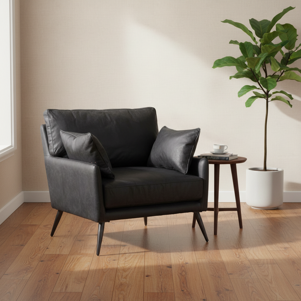 Mercana Cochrane 34.5" x 33" x 32.5" Leather Side Chair