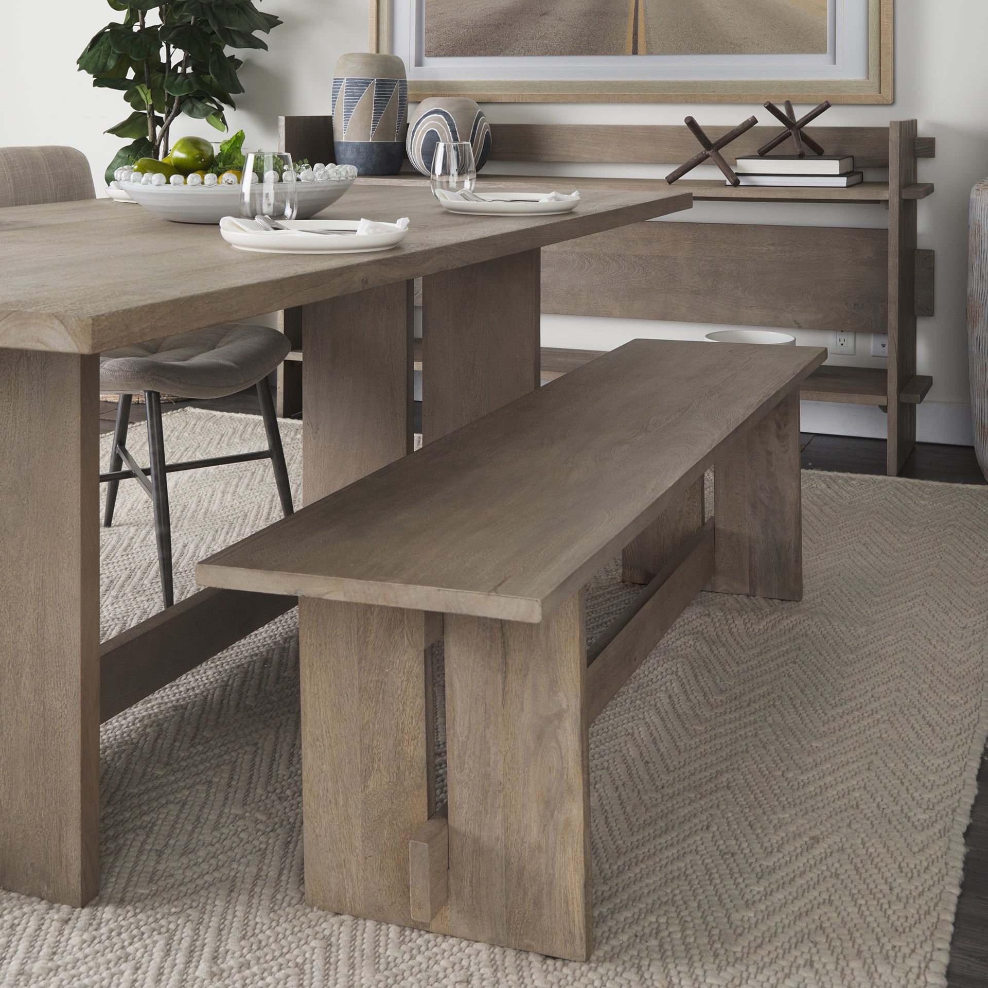 Mercana Aida 66" x 16" x 18" Solid Wood Bench