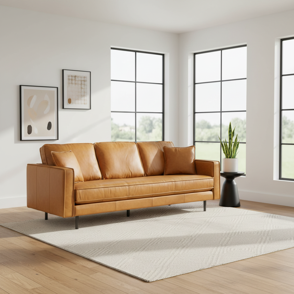 Mercana D'Arcy 88.2" x 36.6" x 33.9" Genuine Leather Standard Sofa