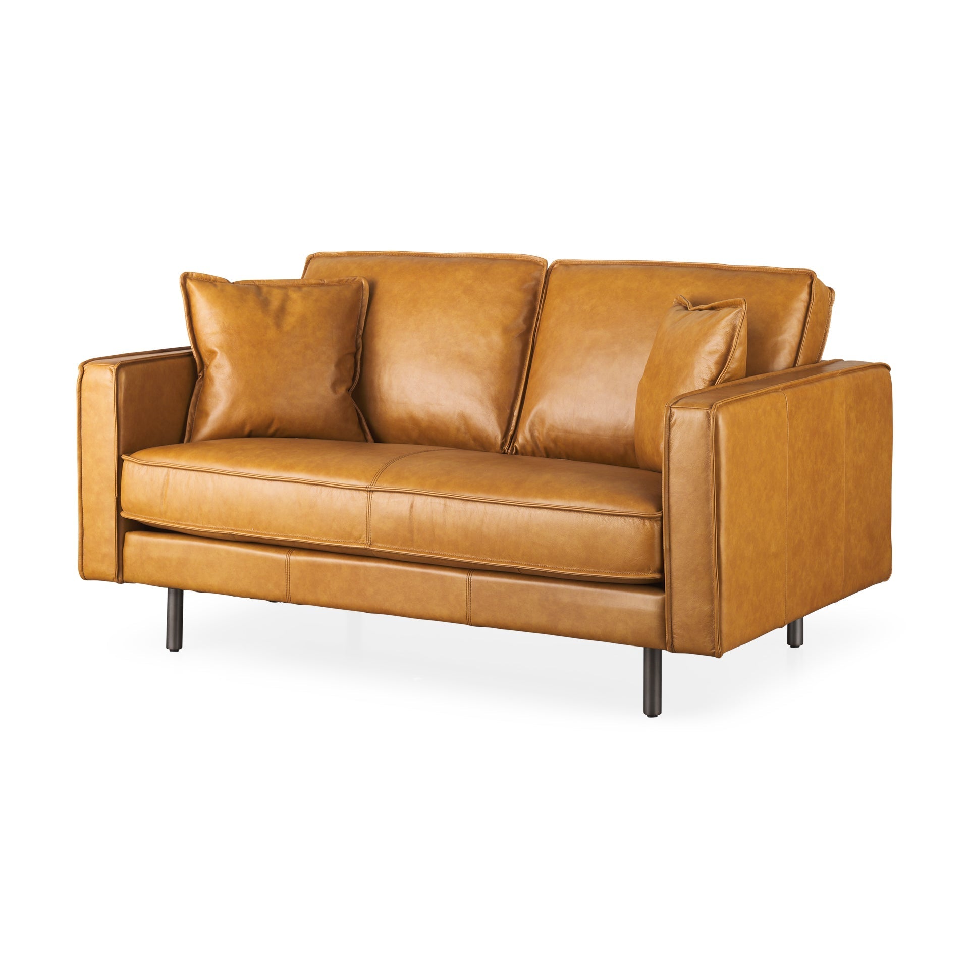 Mercana D'Arcy 65.4" x 36.6" x 33.9" Genuine Leather Love Seat