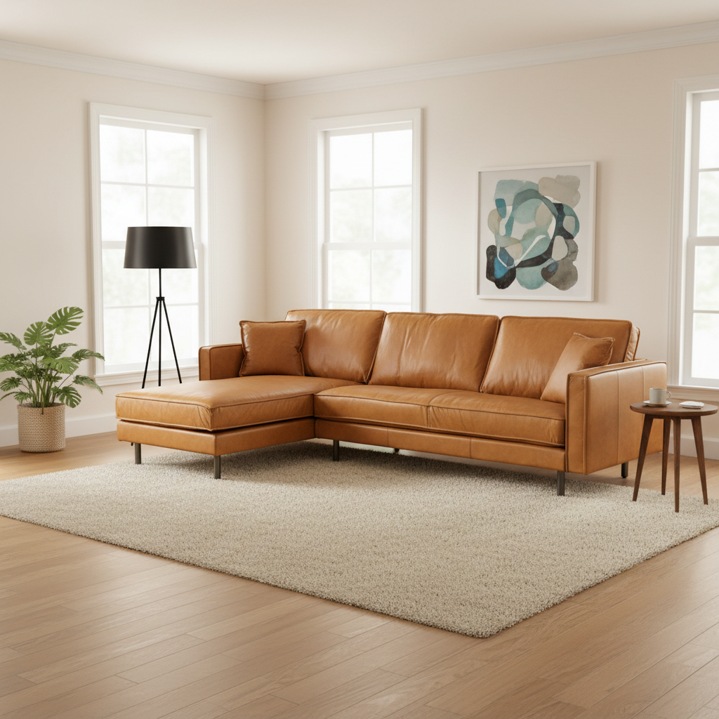 Mercana D'Arcy 111" x 70" x 33" Leather Sectional Sofa