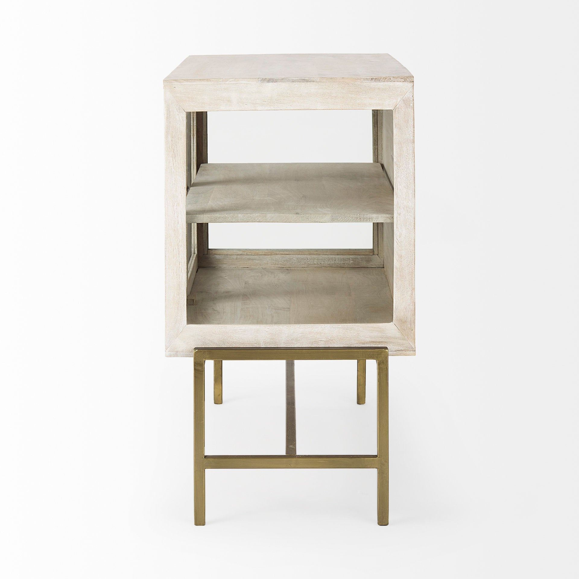 Mercana Arelius 36" x 18.8" x 32" Glass,Iron,Solid Wood Accent Cabinet