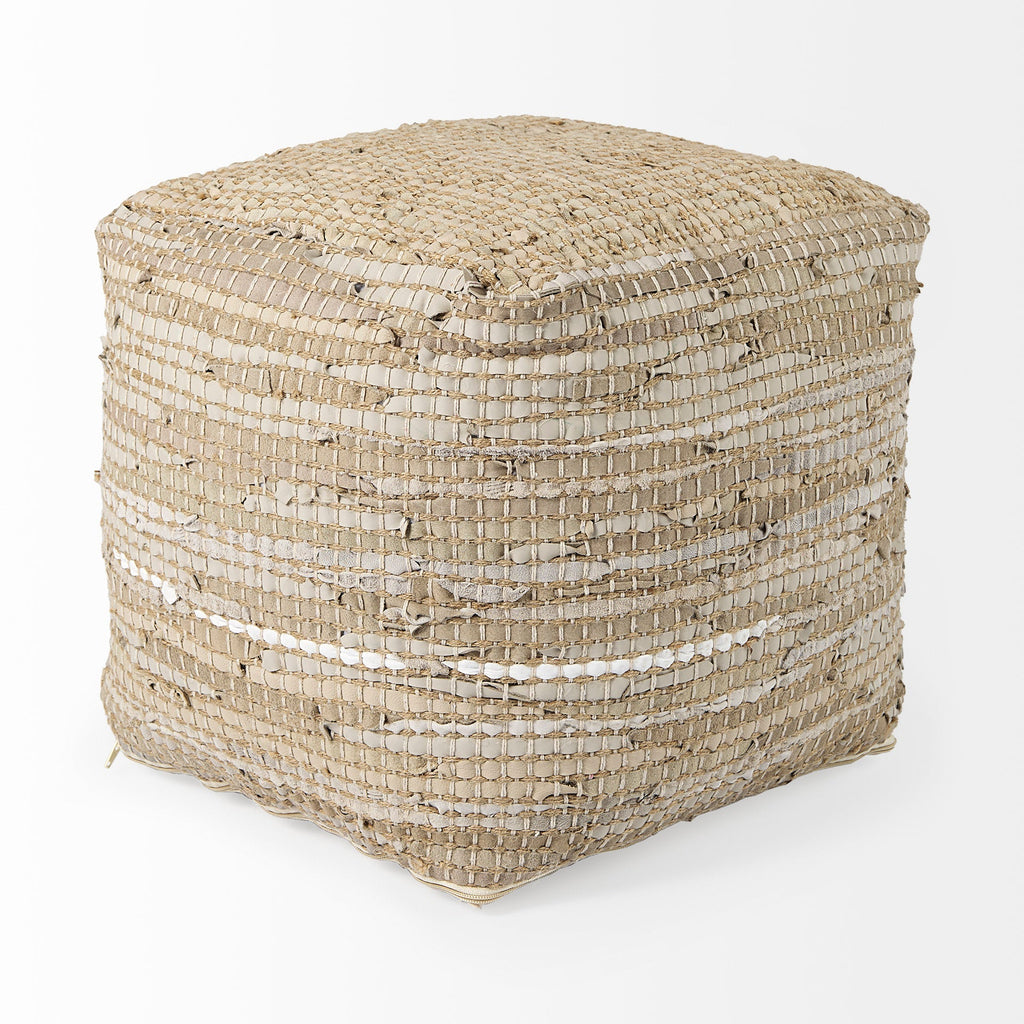Mercana Aalia 16" x 16" x 16" Leather Pouf