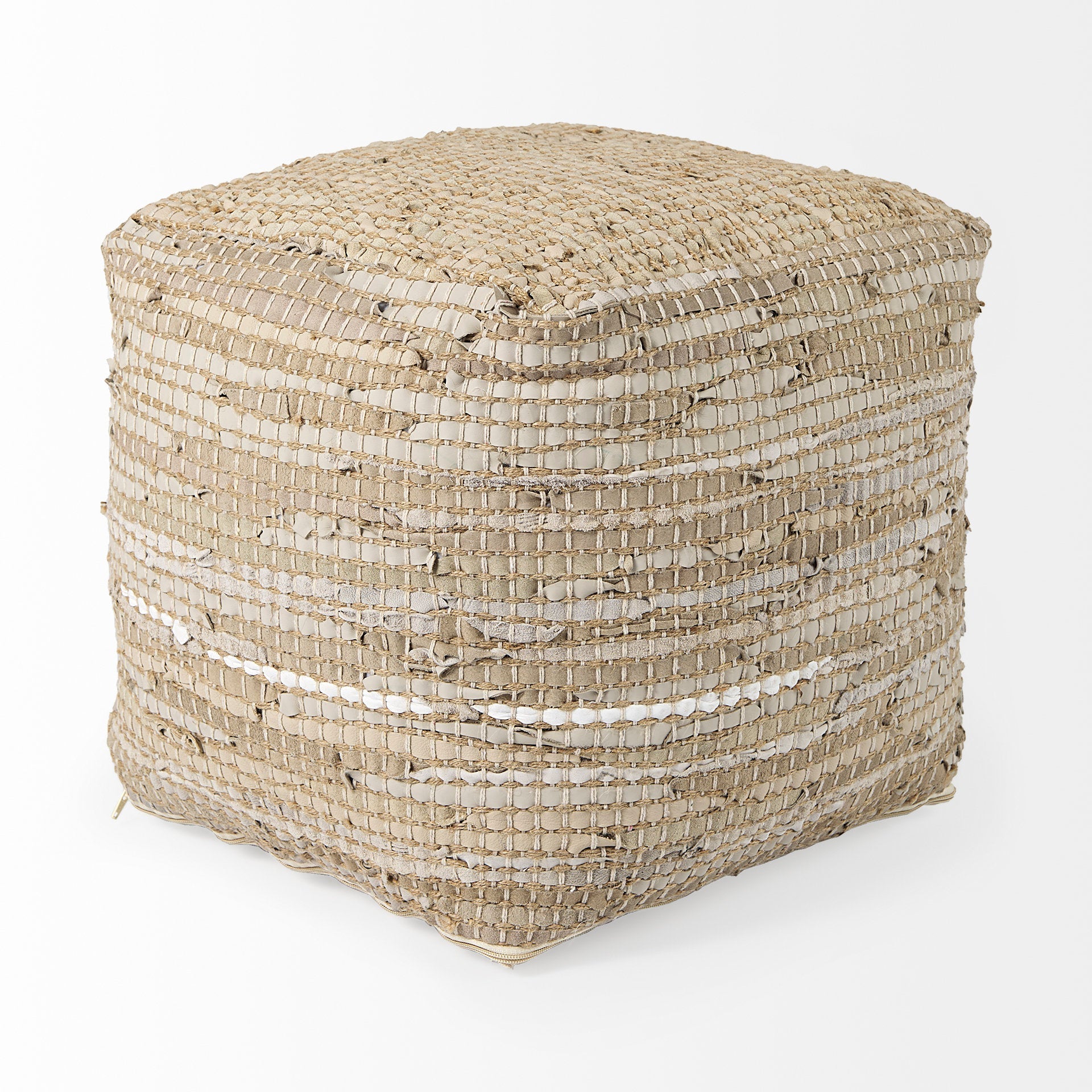 Mercana Aalia 16" x 16" x 16" Leather Pouf