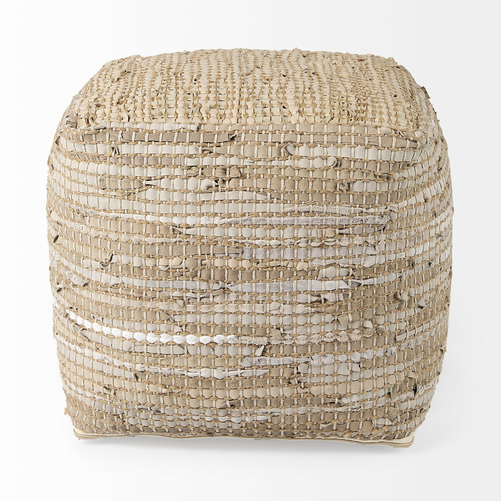 Mercana Aalia 16" x 16" x 16" Leather Pouf