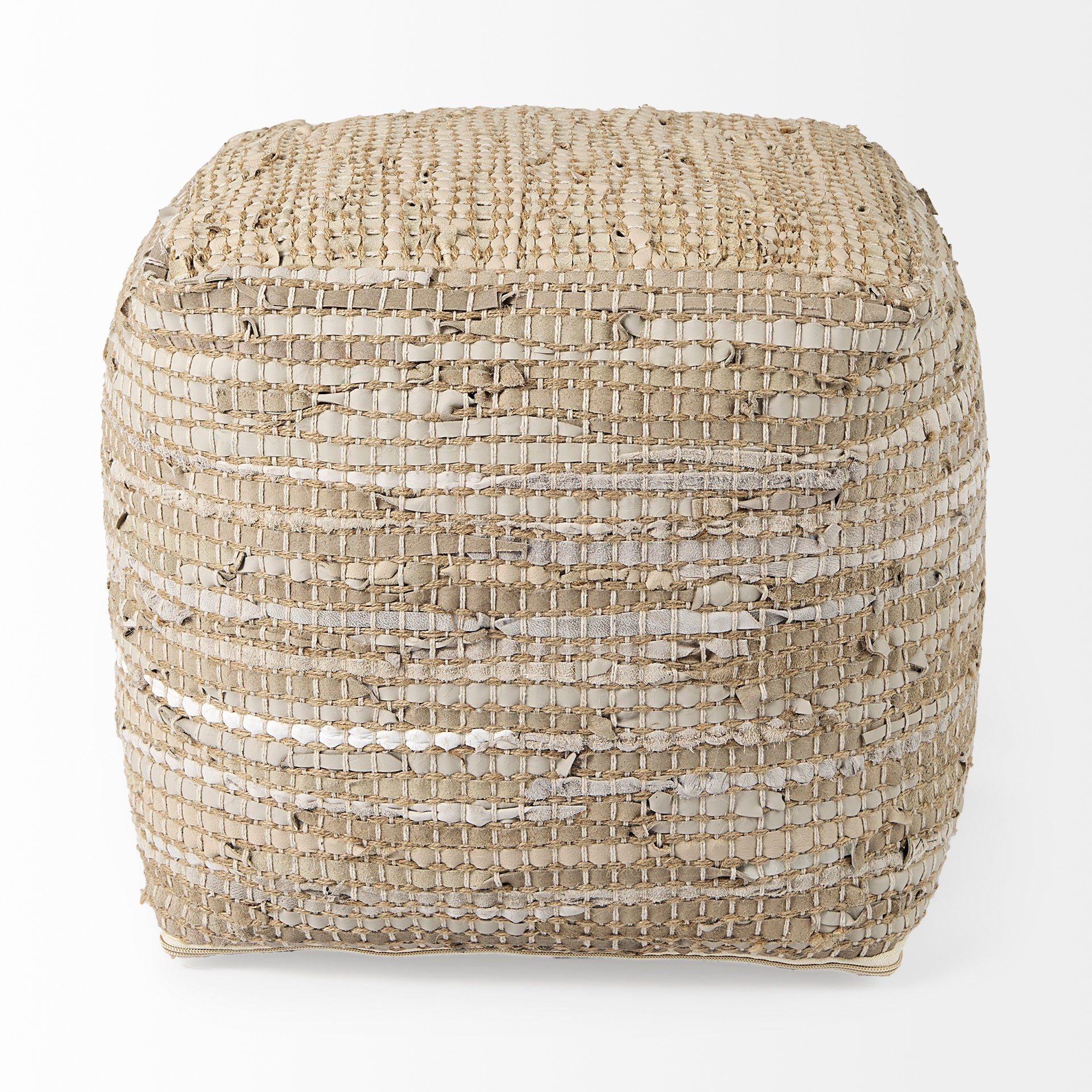 Mercana Aalia 16" x 16" x 16" Leather Pouf