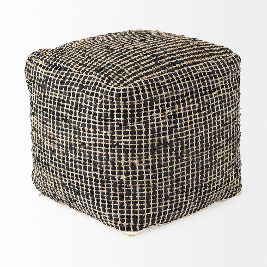 Mercana Aalia 16" x 16" x 16" Leather Pouf