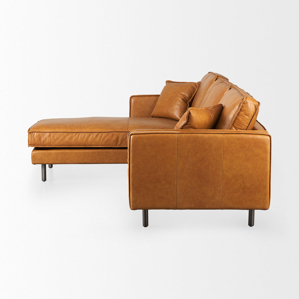 Mercana D'Arcy 111" x 70" x 33" Leather Sectional Sofa