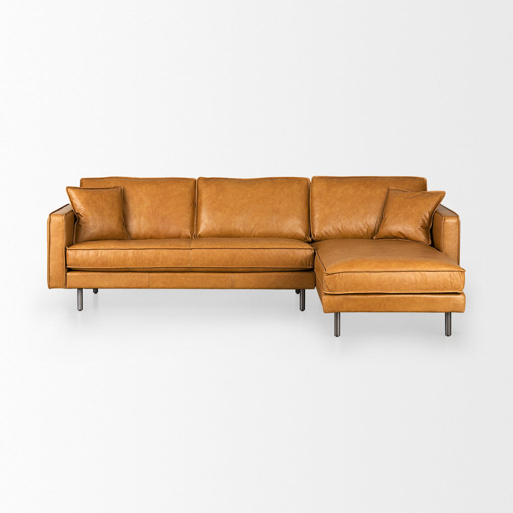 Mercana D'Arcy 111" x 70" x 33" Leather Sectional Sofa