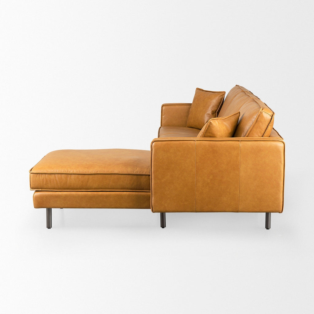 Mercana D'Arcy 111" x 70" x 33" Leather Sectional Sofa