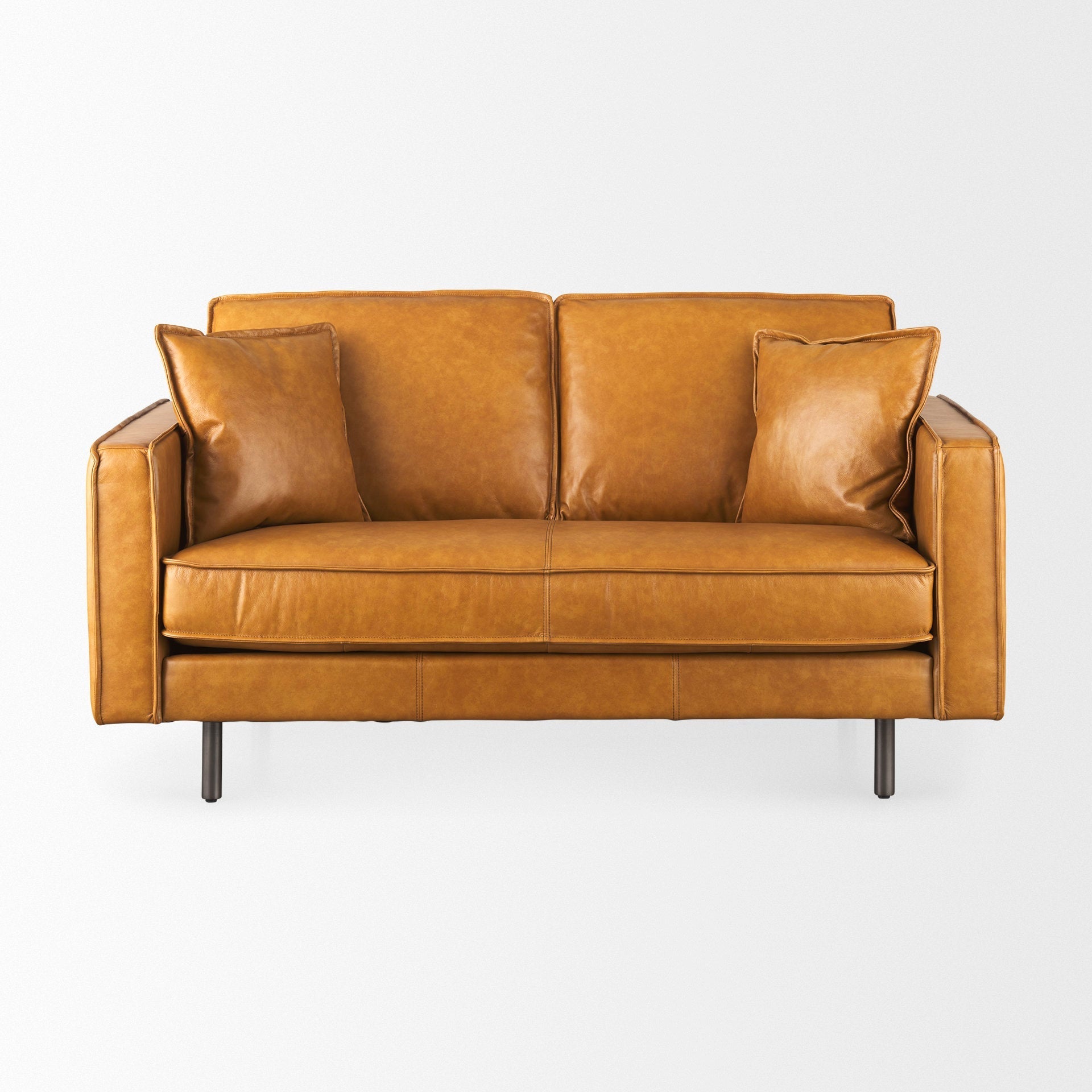 Mercana D'Arcy 65.4" x 36.6" x 33.9" Genuine Leather Love Seat