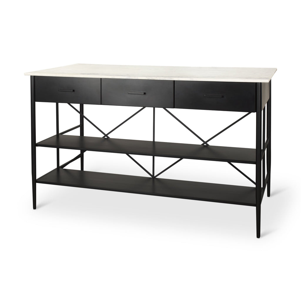 Mercana Amika 62" x 34" x 36" Iron Kitchen Island