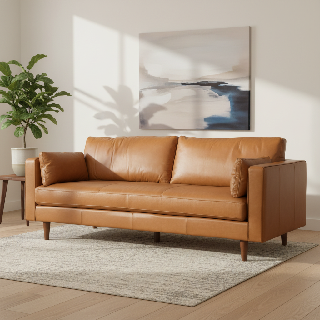 Mercana Elton 87.8" x 37.8" x 34.6" Genuine Leather Standard Sofa